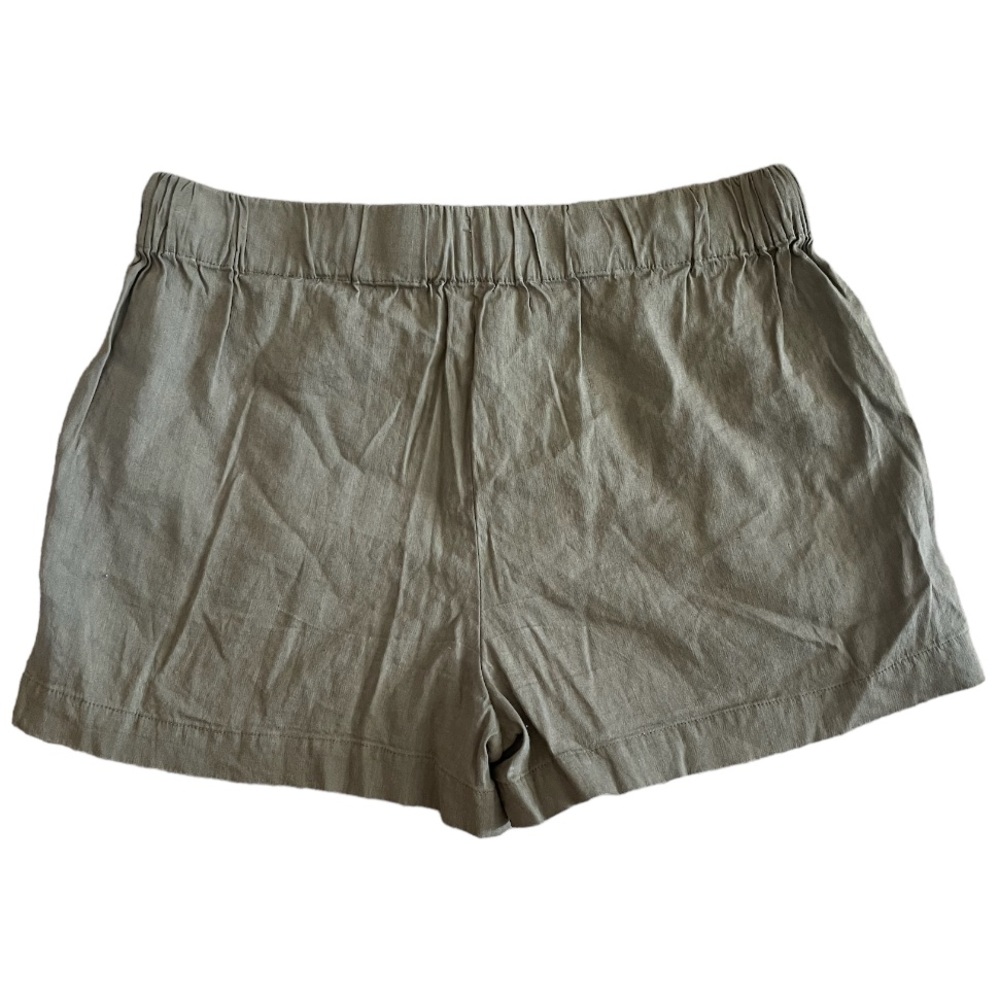 Babaton Aritzia Linen Drawstring Army Green Shorts - image 3